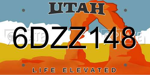 6DZZ148 Utah License Plate