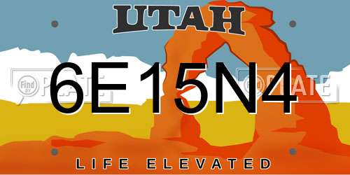 6E15N4 Utah License Plate