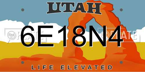 6E18N4 Utah License Plate
