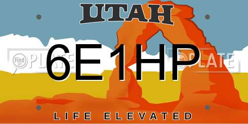 6E1HP Utah License Plate