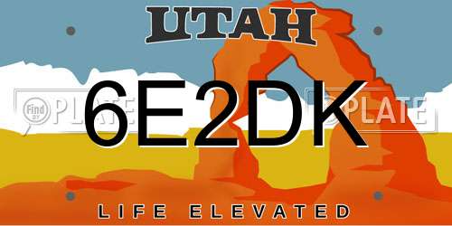 6E2DK Utah License Plate