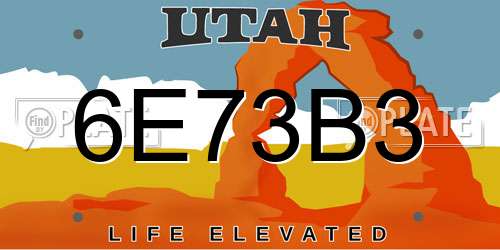 6E73B3 Utah License Plate