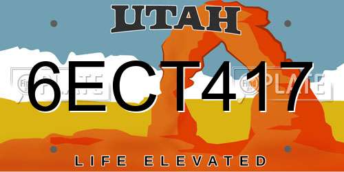 6ECT417 Utah License Plate