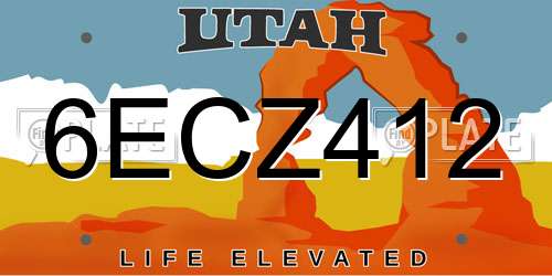 6ECZ412 Utah License Plate