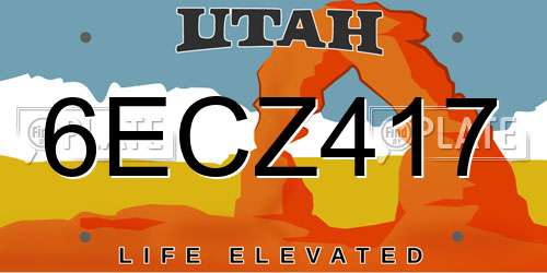 6ECZ417 Utah License Plate