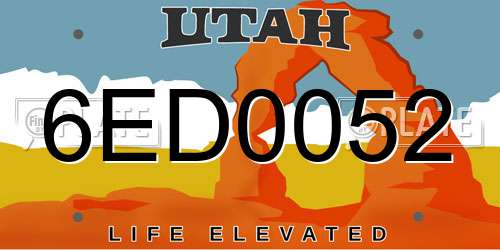 6ED0052 Utah License Plate