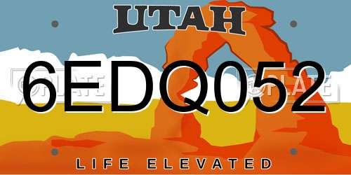 6EDQ052 Utah License Plate