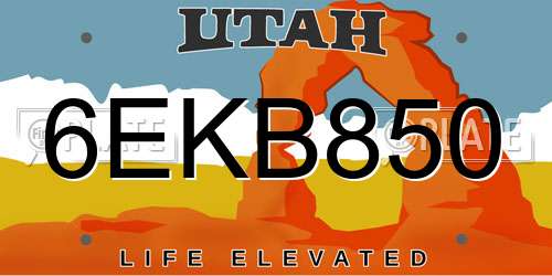 6EKB850 Utah License Plate