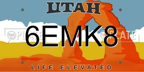6EMK8 Utah License Plate