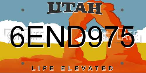 6END975 Utah License Plate