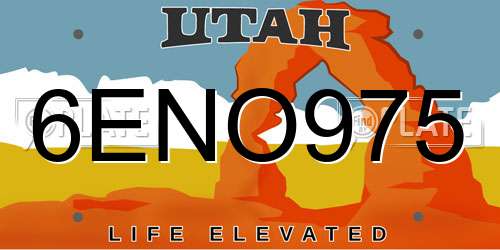 6ENO975 Utah License Plate