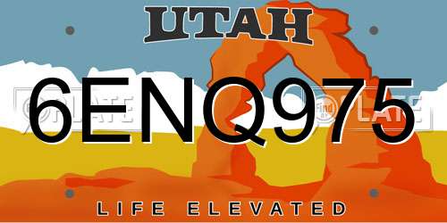 6ENQ975 Utah License Plate