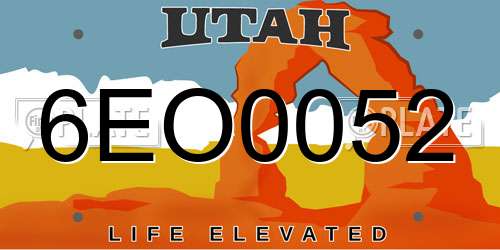 6EO0052 Utah License Plate