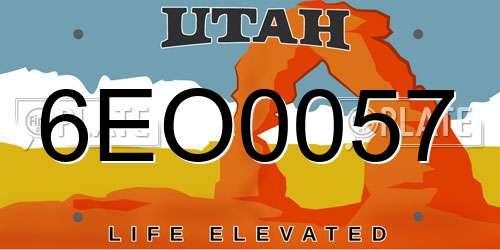 6EO0057 Utah License Plate
