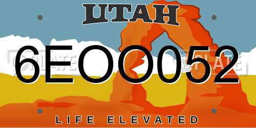 6EOO052 Utah License Plate