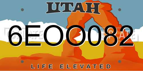 6EOO082 Utah License Plate
