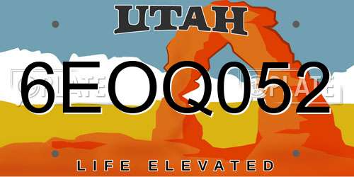 6EOQ052 Utah License Plate