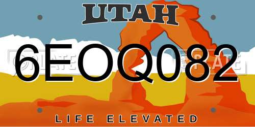 6EOQ082 Utah License Plate