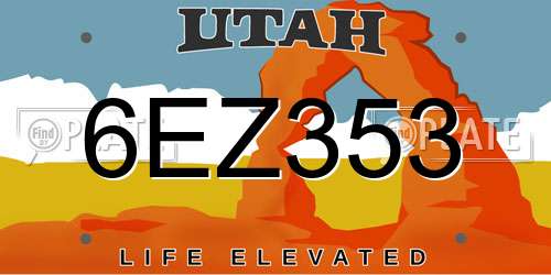 6EZ353 Utah License Plate