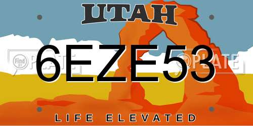 6EZE53 Utah License Plate