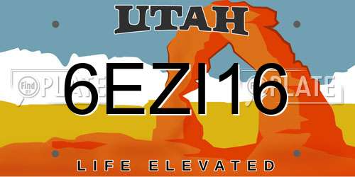 6EZI16 Utah License Plate