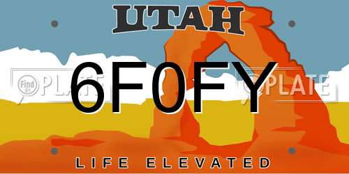 6F0FY Utah License Plate