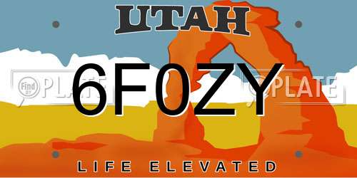 6F0ZY Utah License Plate
