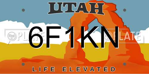 6F1KN Utah License Plate