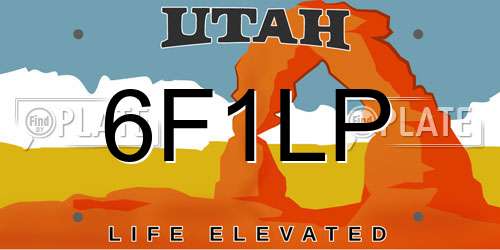6F1LP Utah License Plate