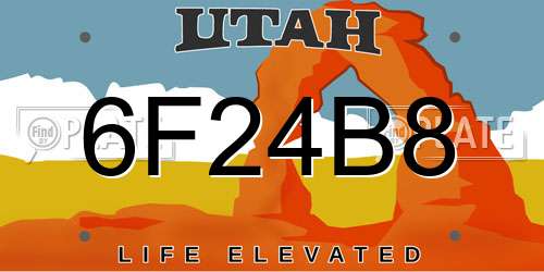 6F24B8 Utah License Plate