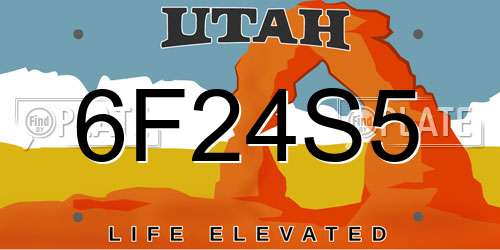 6F24S5 Utah License Plate