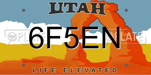 6F5EN Utah License Plate