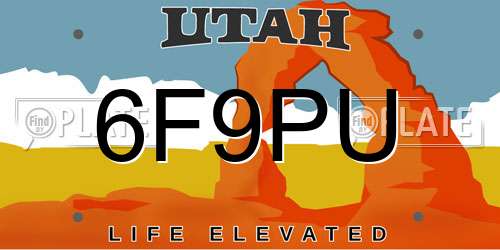 6F9PU Utah License Plate