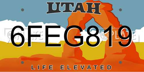 6FEG819 Utah License Plate