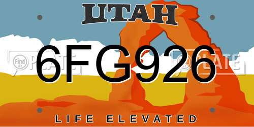 6FG926 Utah License Plate