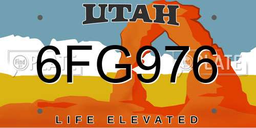 6FG976 Utah License Plate