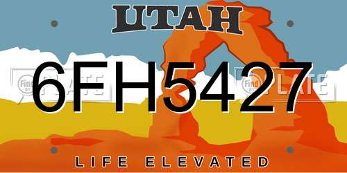 6FH5427 Utah License Plate