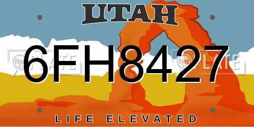 6FH8427 Utah License Plate
