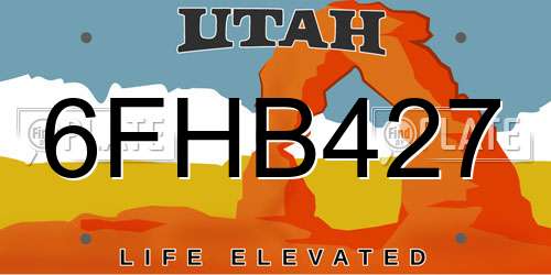 6FHB427 Utah License Plate