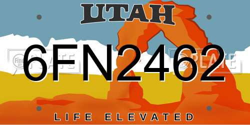 6FN2462 Utah License Plate
