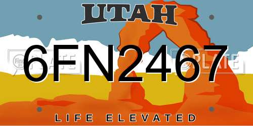 6FN2467 Utah License Plate