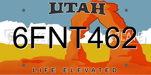 6FNT462 Utah License Plate