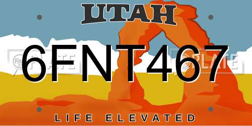 6FNT467 Utah License Plate