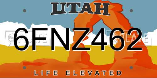 6FNZ462 Utah License Plate