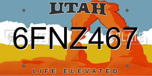 6FNZ467 Utah License Plate