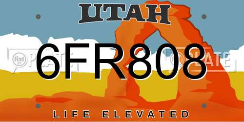 6FR808 Utah License Plate