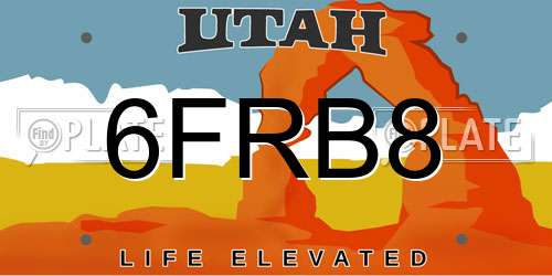 6FRB8 Utah License Plate