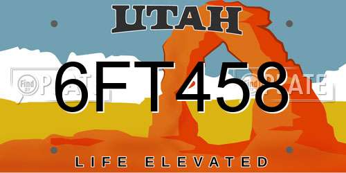 6FT458 Utah License Plate
