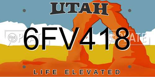 6FV418 Utah License Plate