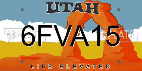 6FVA15 Utah License Plate